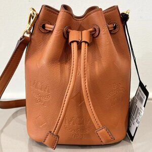 MCM Dessau Mini Leather Drawstring Bucket Bag